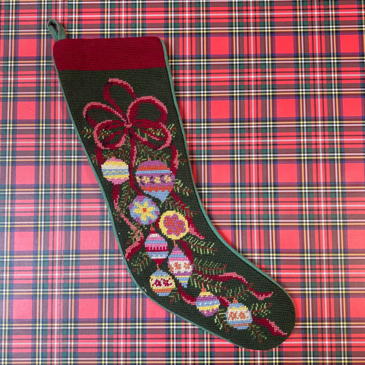 Vintage Ornament Needlepoint Stocking