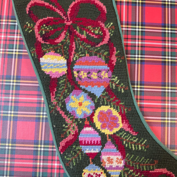 Vintage Ornament Needlepoint Stocking