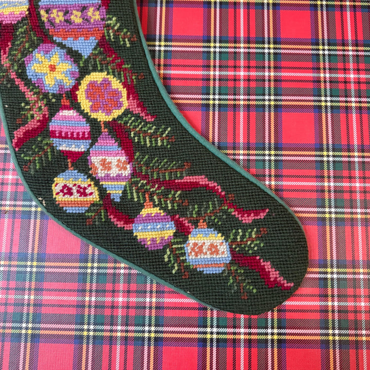 Vintage Ornament Needlepoint Stocking