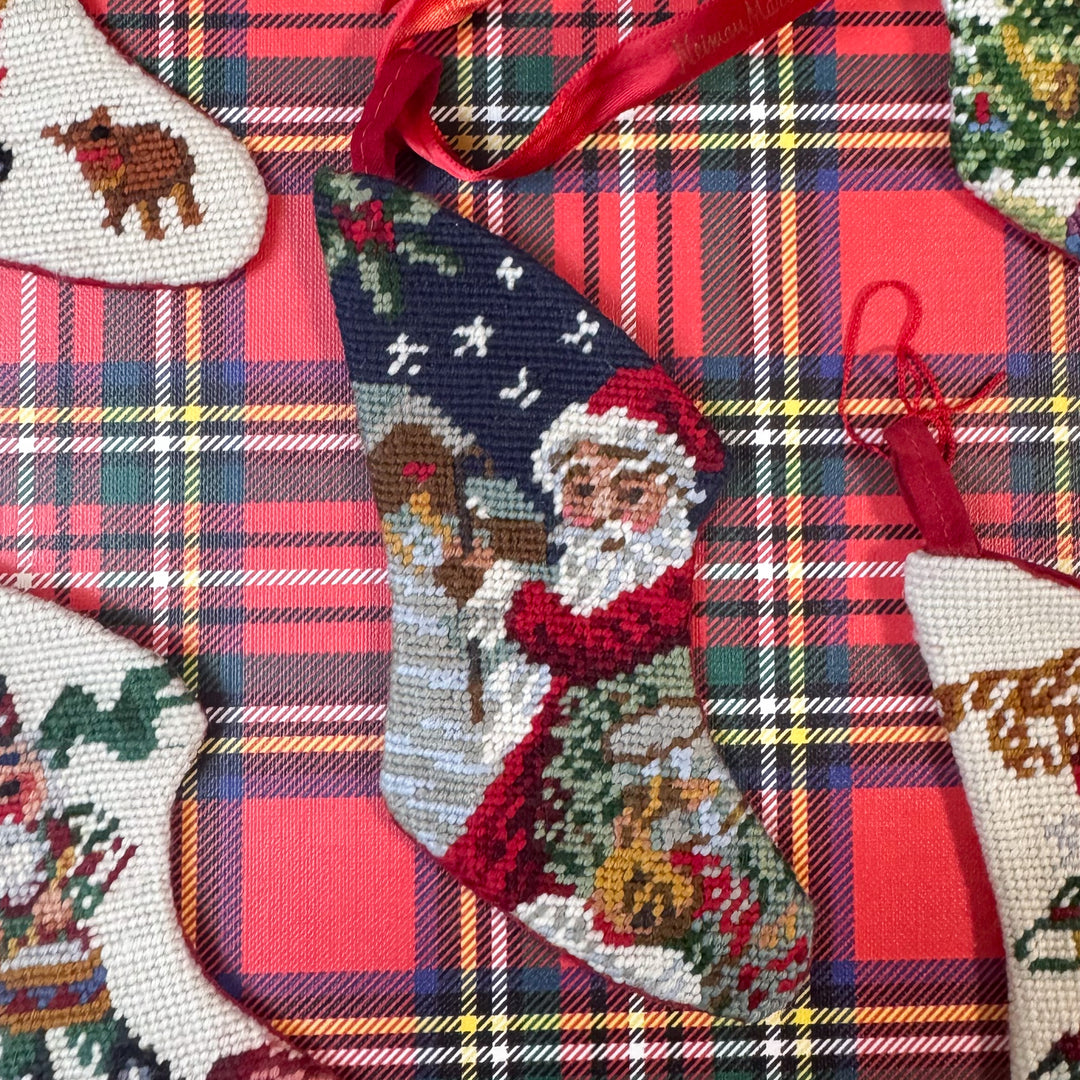 Vintage Neiman Marcus Mini Needlepoint Stockings - Choose Your Style