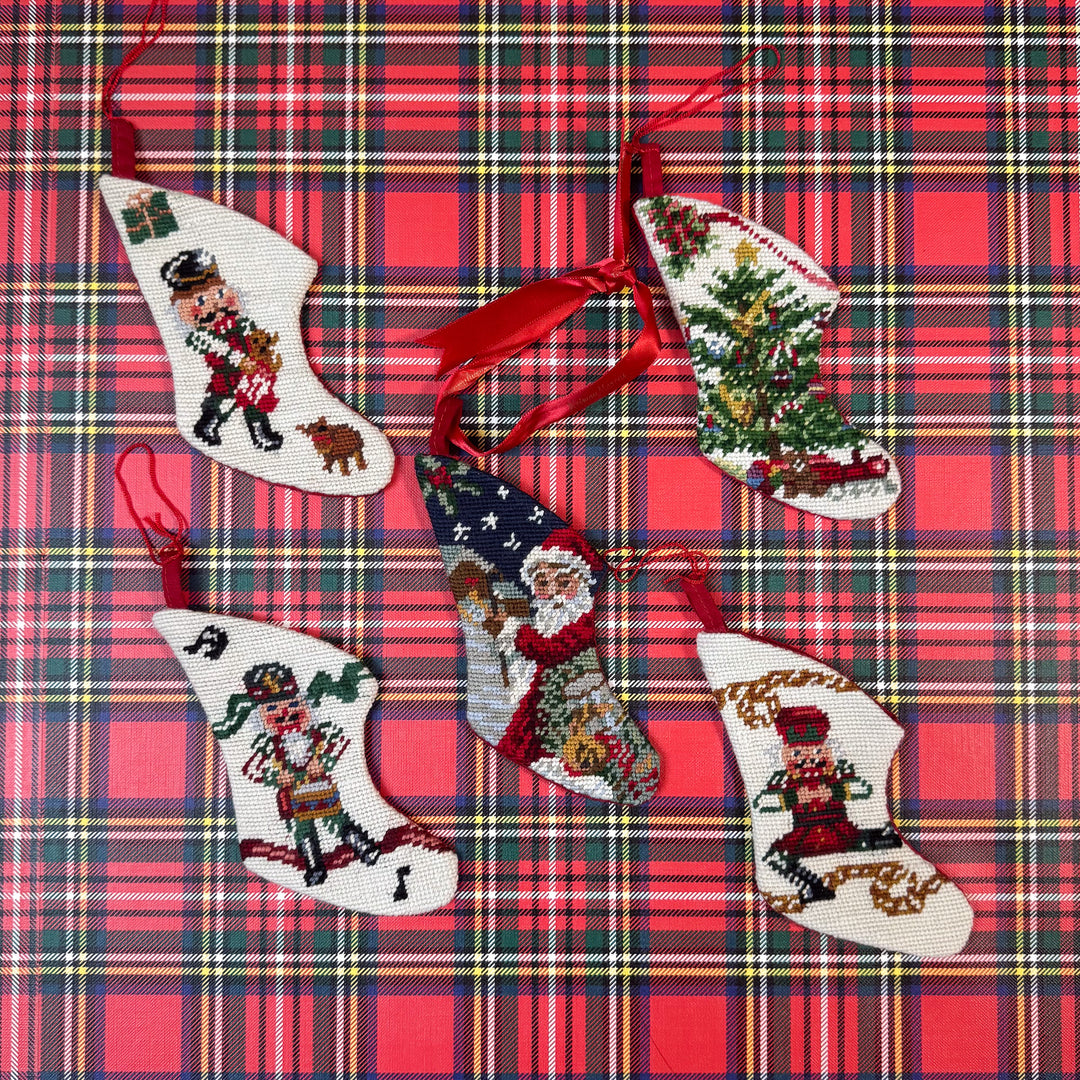 Vintage Neiman Marcus Mini Needlepoint Stockings - Choose Your Style