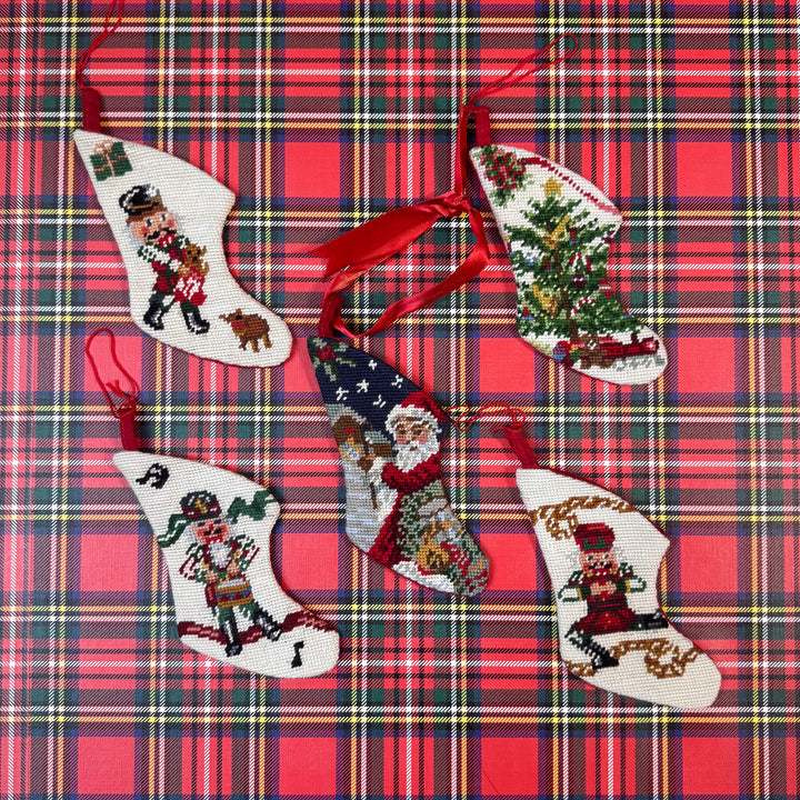 Vintage Neiman Marcus Mini Needlepoint Stockings - Choose Your Style