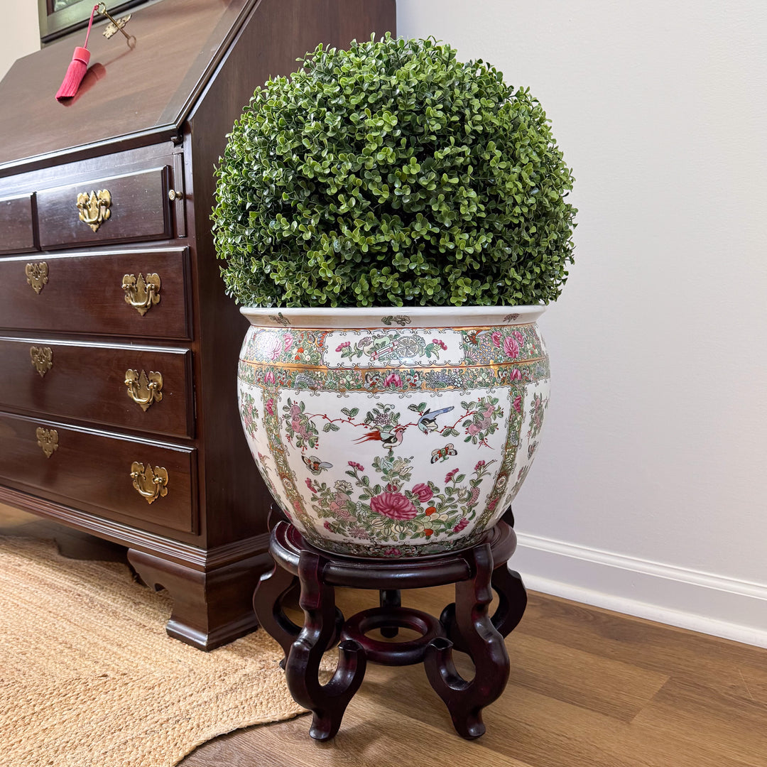 Vintage Large Rose Canton Fishbowl Planter