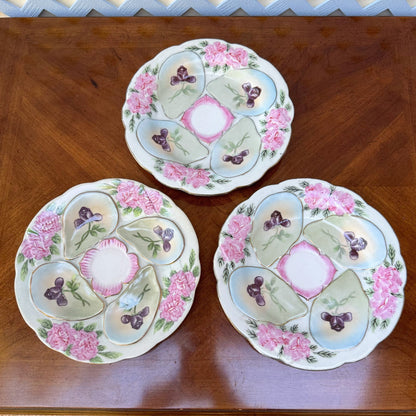 Vintage Nippon Oyster Plate with Hand Painted Roses