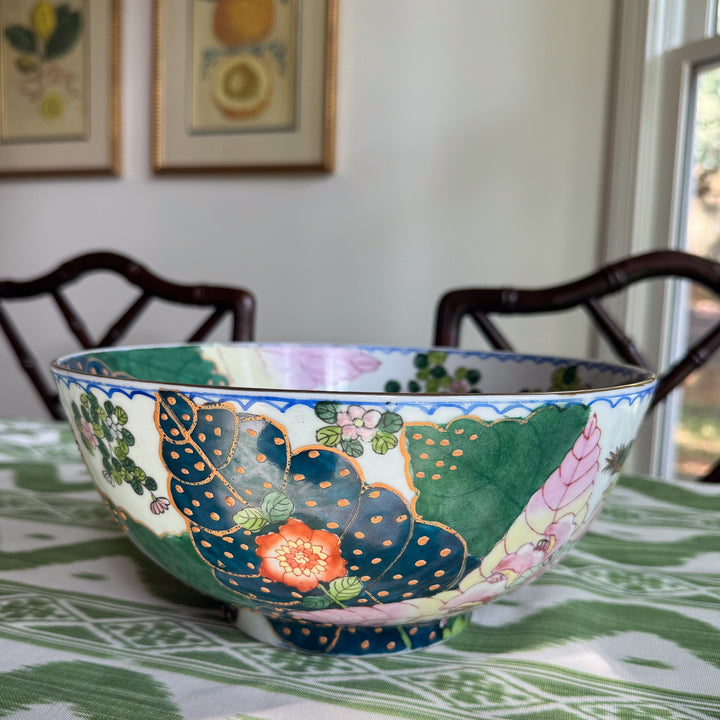 Vintage Tobacco Leaf Pedestal Bowl
