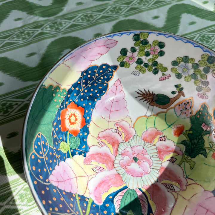 Vintage Tobacco Leaf Pedestal Bowl