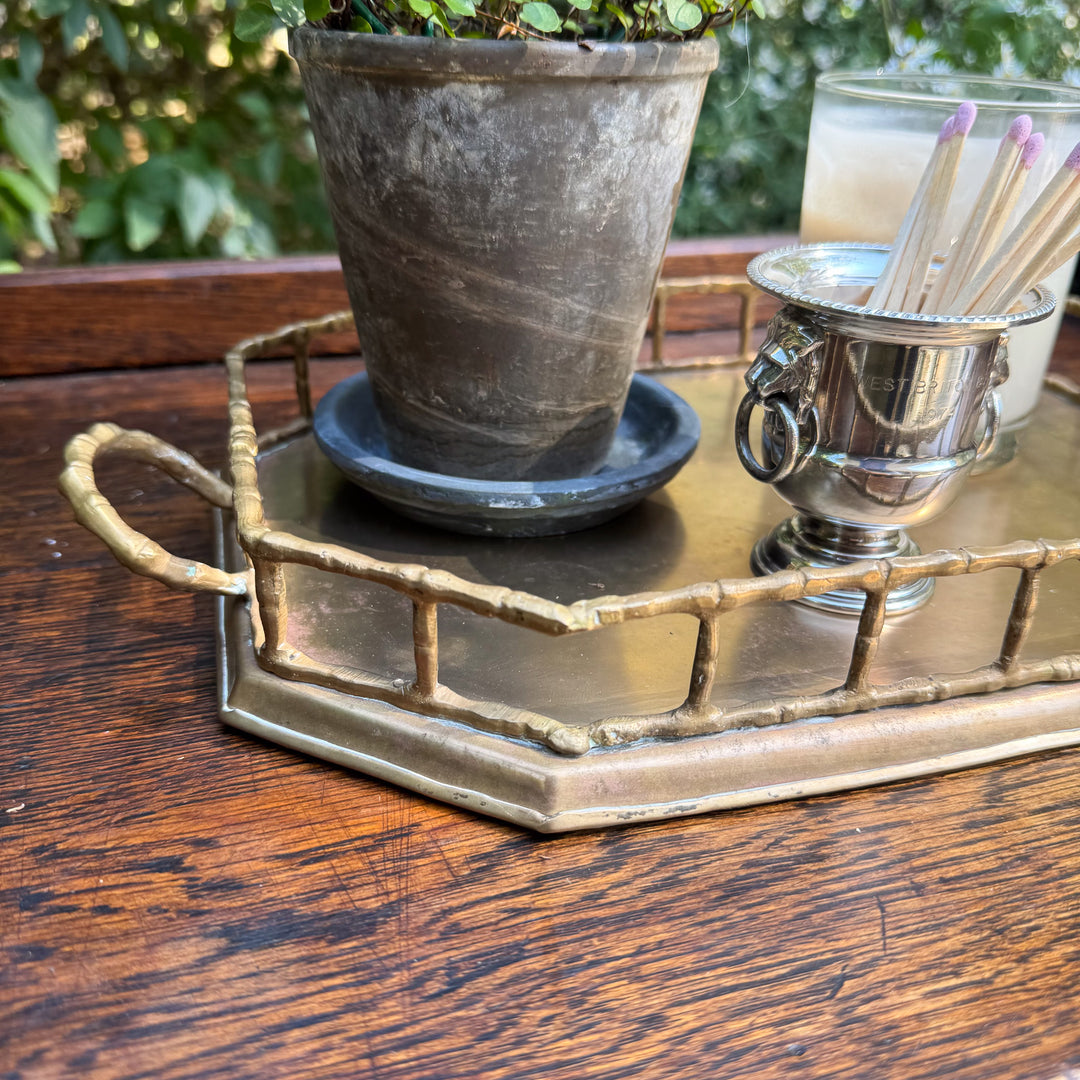 Vintage Brass Bamboo Tray