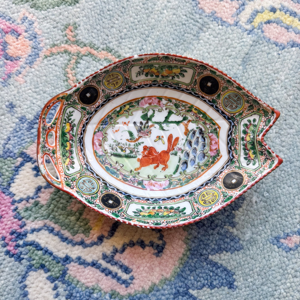 Antique Famille Rose Large Fish Plate