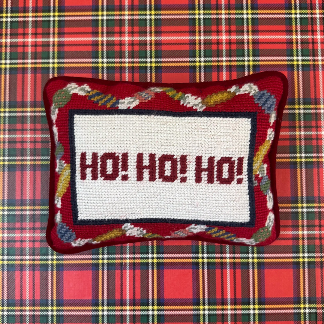 Ho! Ho! Ho! Christmas Needlepoint Pillow