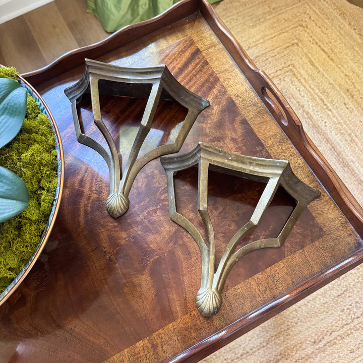 Pair of Vintage Brass Wall Sconces (Heavy Patina)