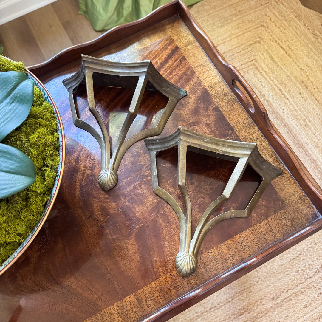 Pair of Vintage Brass Wall Sconces (Heavy Patina)