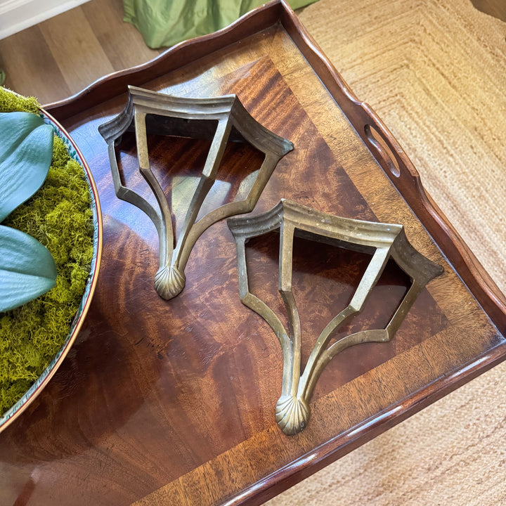 Pair of Vintage Brass Wall Sconces (Heavy Patina)