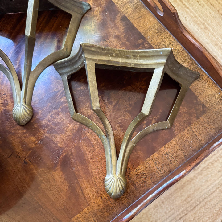 Pair of Vintage Brass Wall Sconces (Heavy Patina)