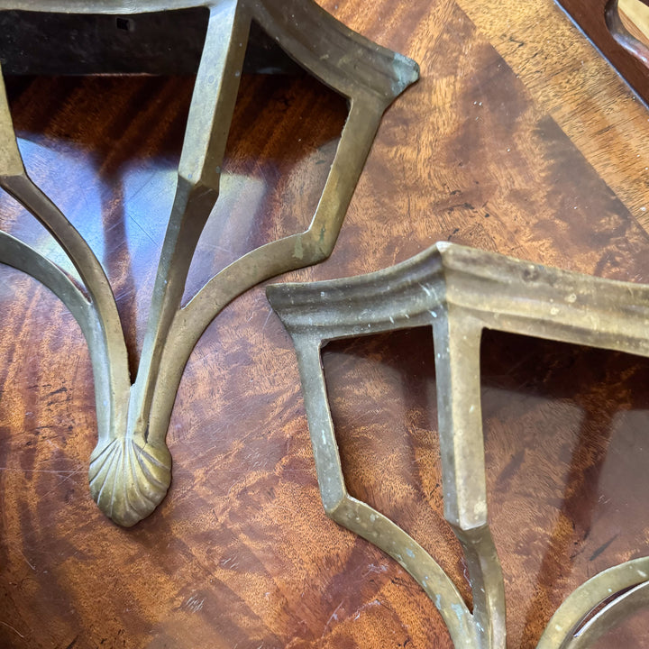 Pair of Vintage Brass Wall Sconces (Heavy Patina)