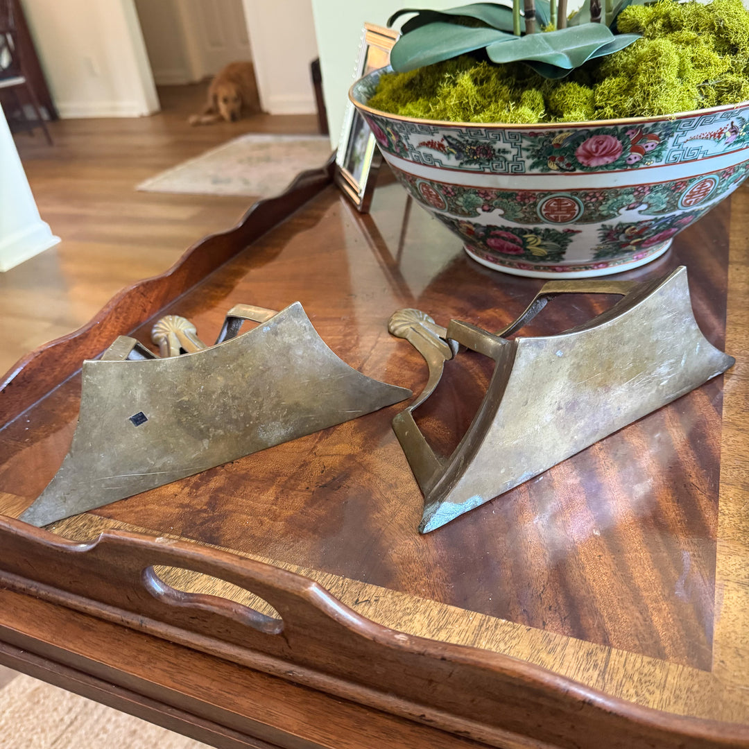 Pair of Vintage Brass Wall Sconces (Heavy Patina)