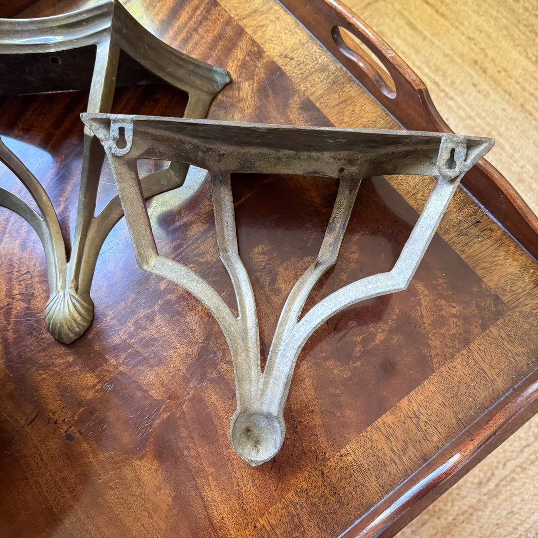 Pair of Vintage Brass Wall Sconces (Heavy Patina)