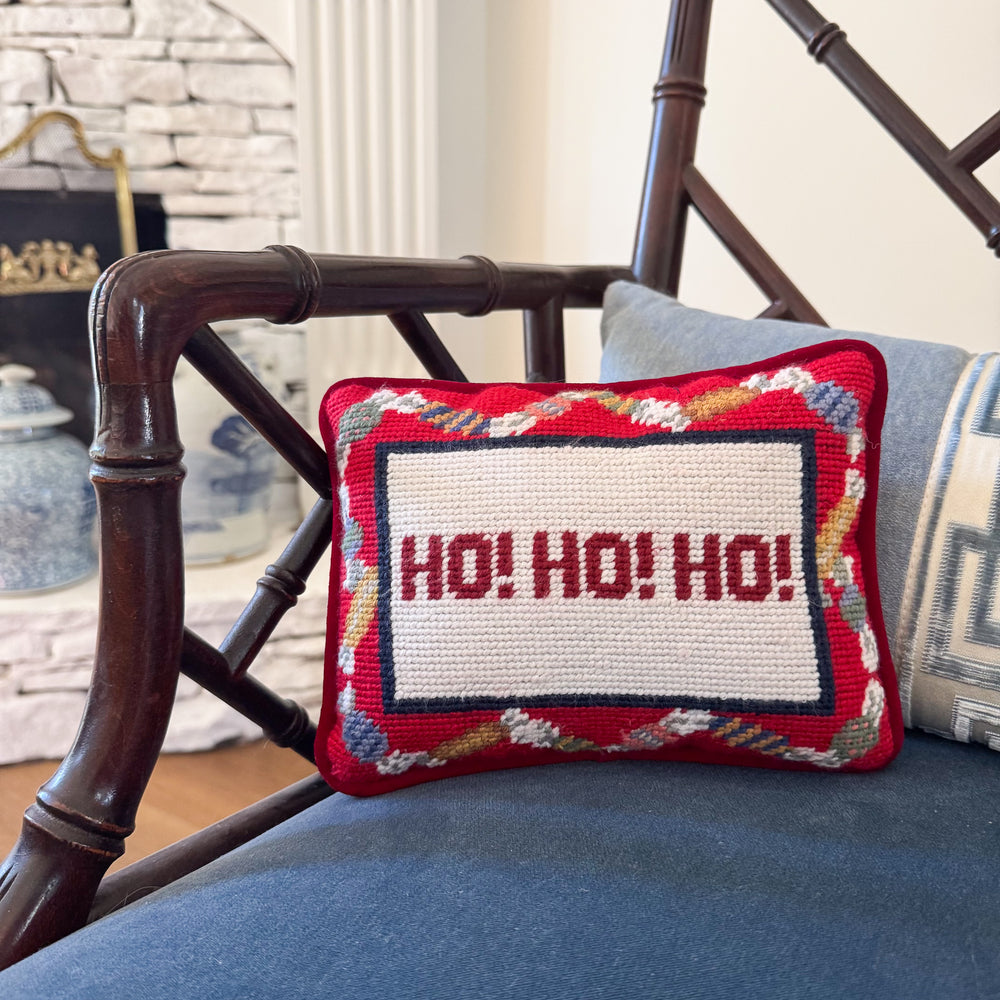 Ho! Ho! Ho! Christmas Needlepoint Pillow