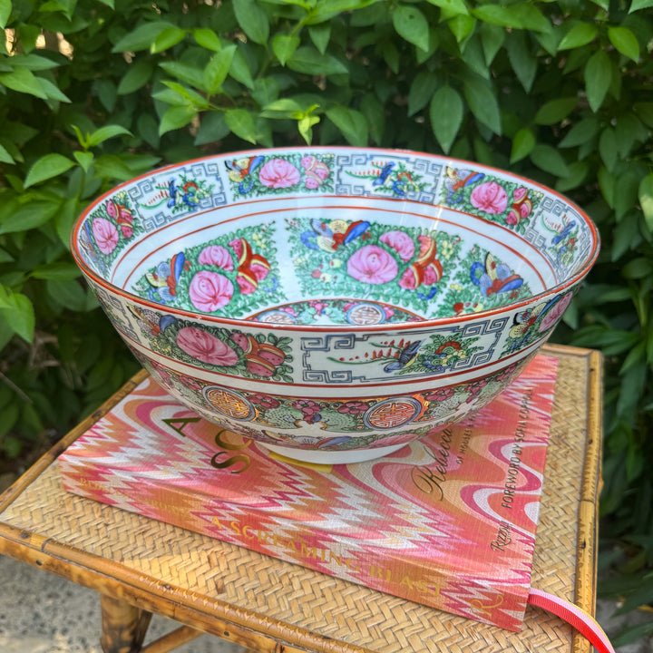 Vintage Large 12" Rose Canton Punch Bowl