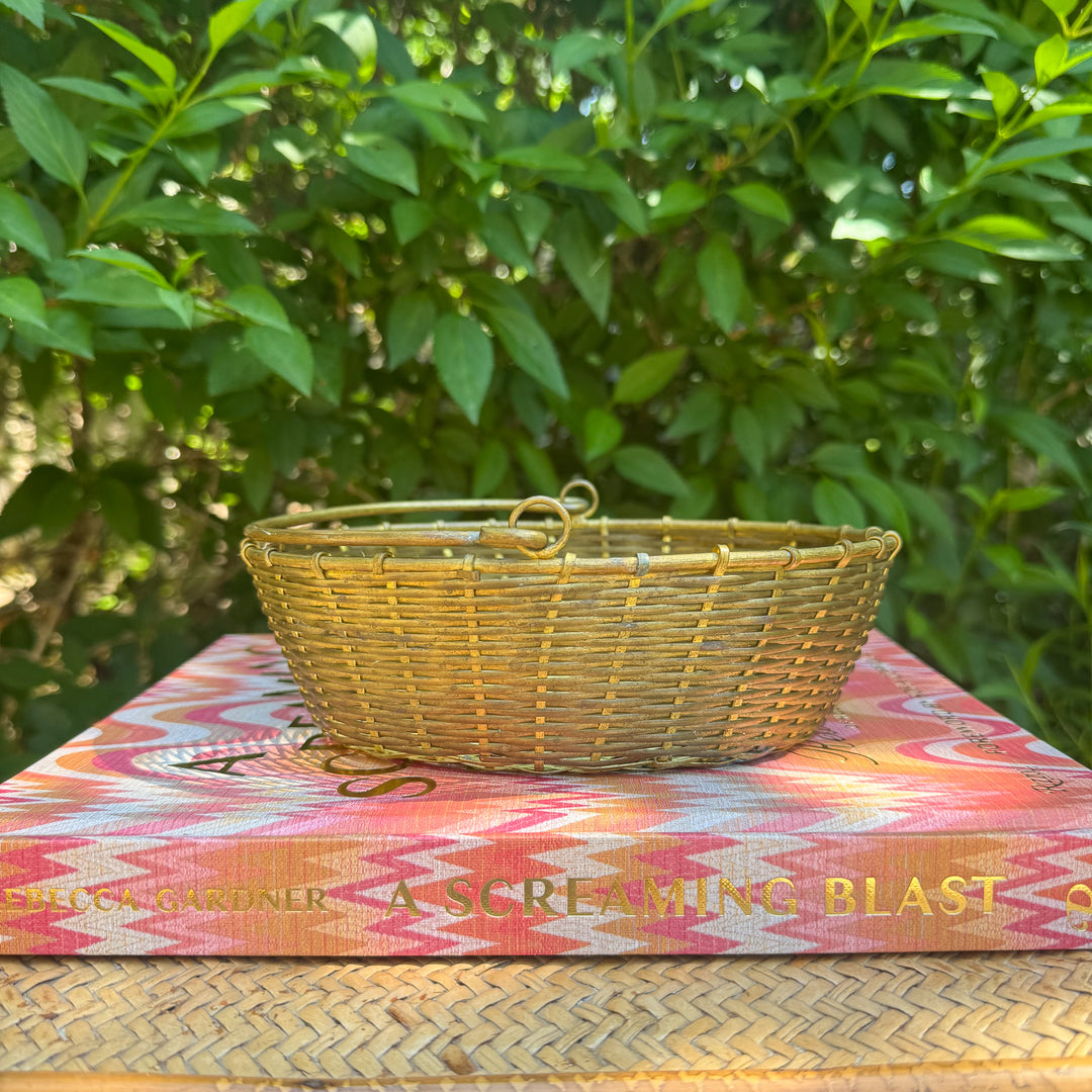 Vintage Brass Woven Basket