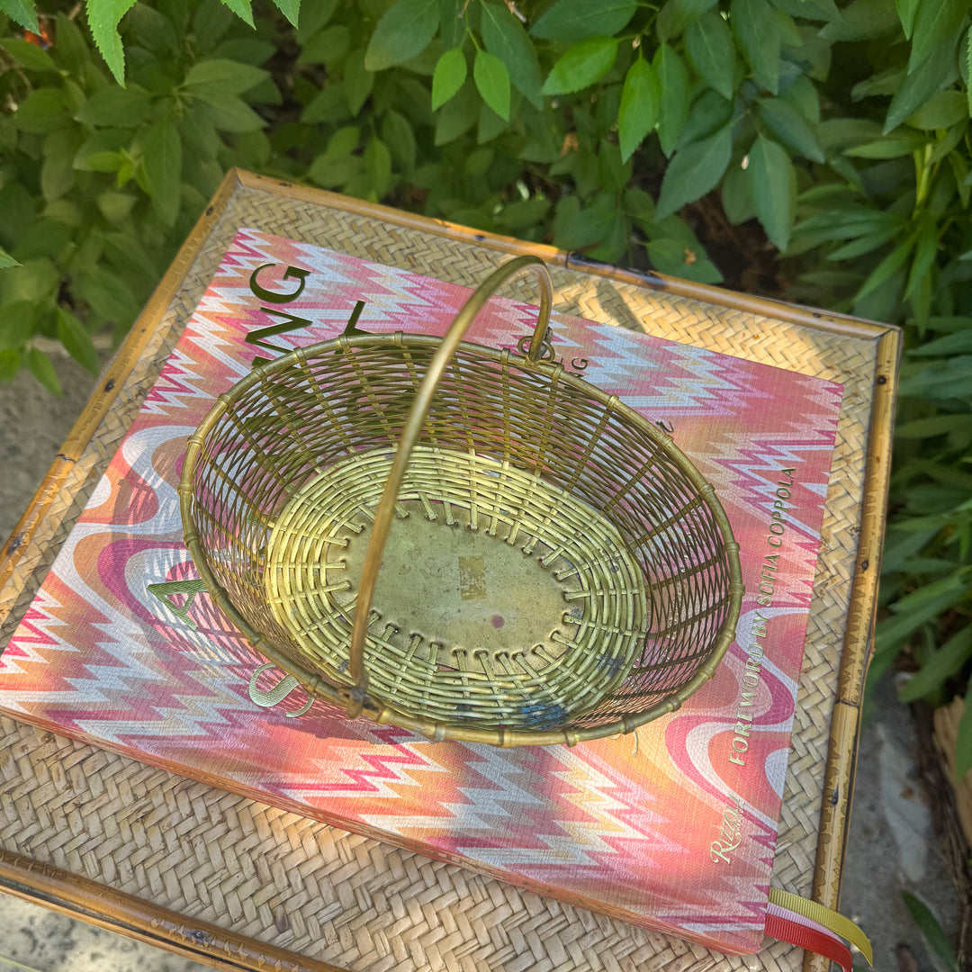 Vintage Brass Woven Basket