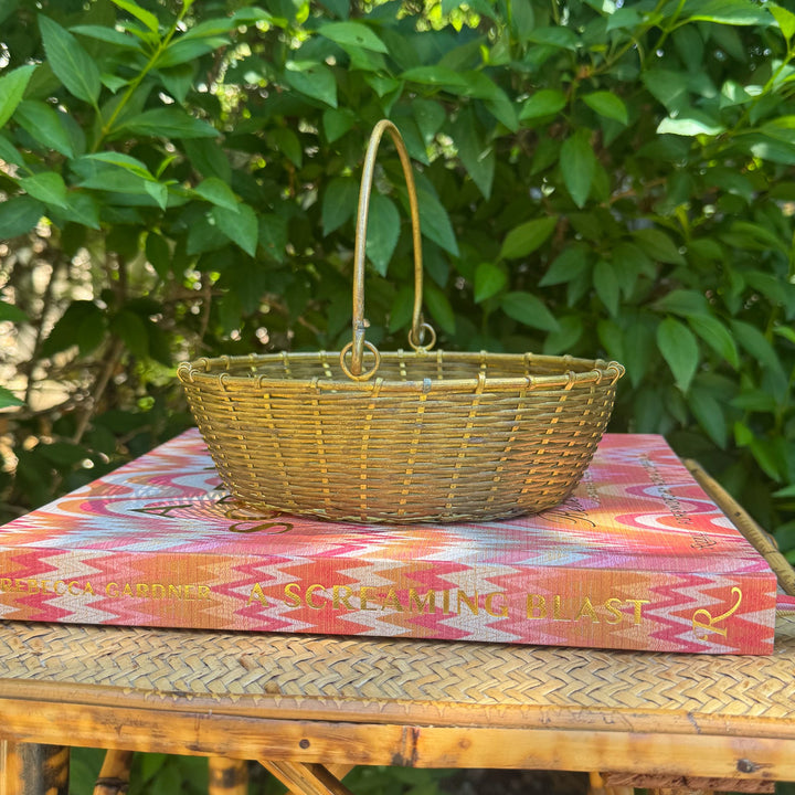 Vintage Brass Woven Basket