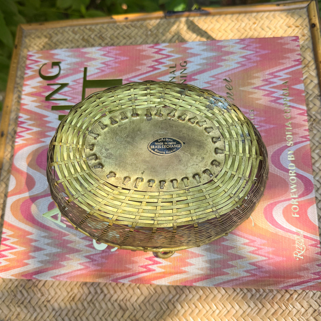 Vintage Brass Woven Basket