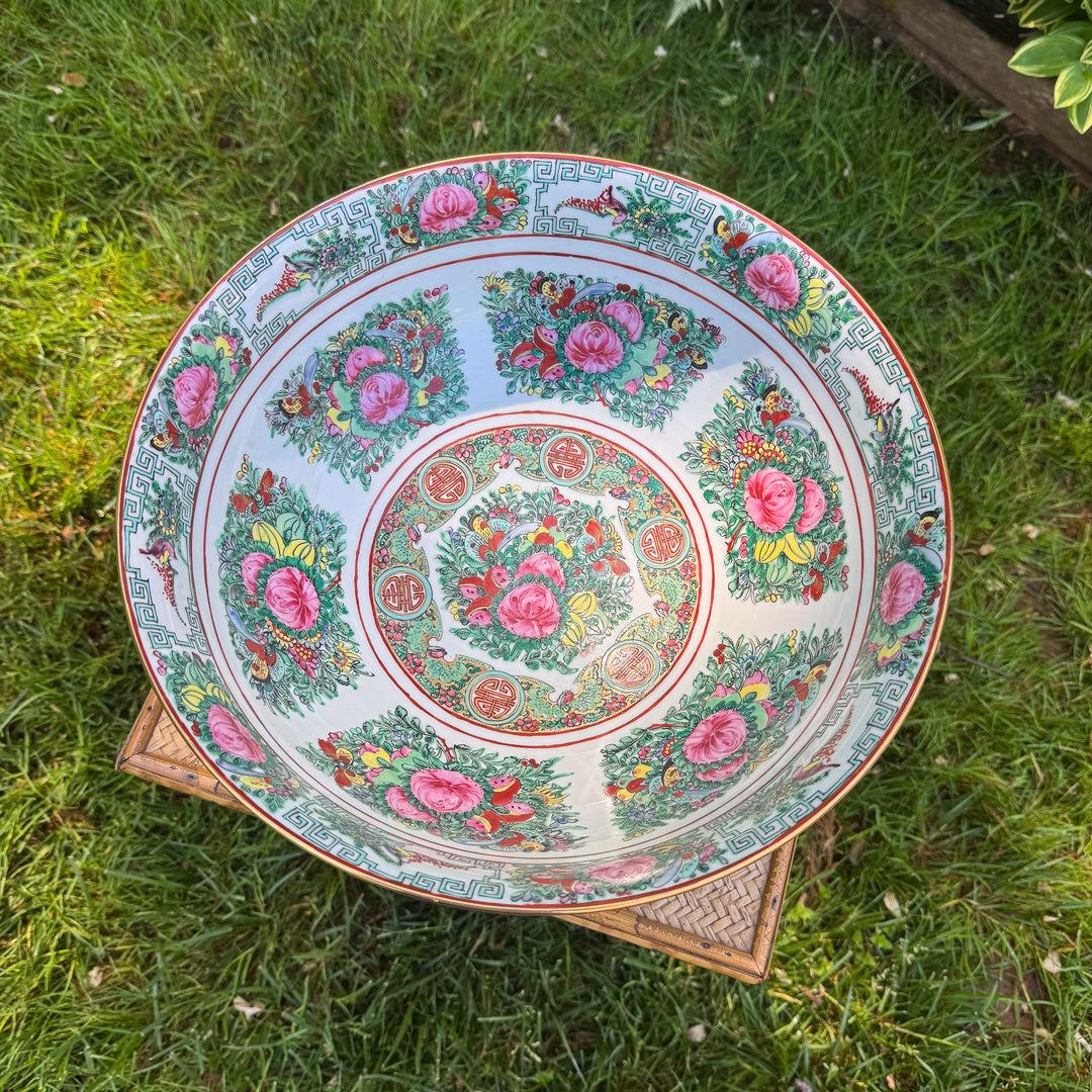 Vintage Extra Large Rose Canton Punch Bowl