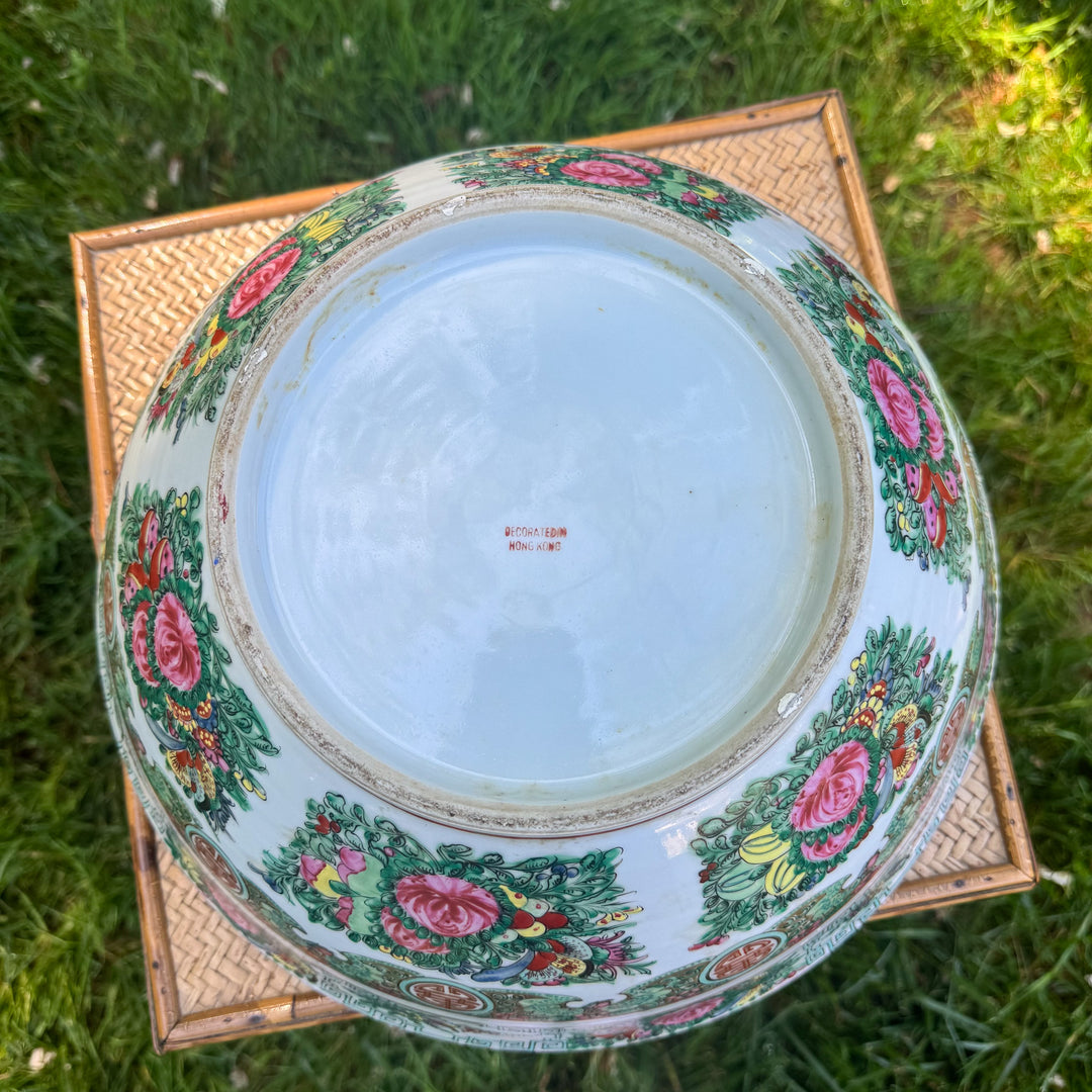 Vintage Extra Large Rose Canton Punch Bowl