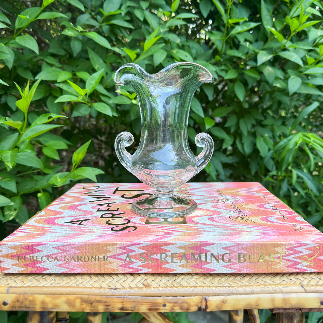 Vintage Glass Urn with Scalloped Top