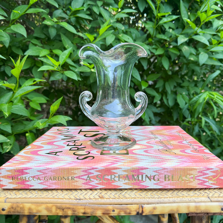 Vintage Glass Urn with Scalloped Top