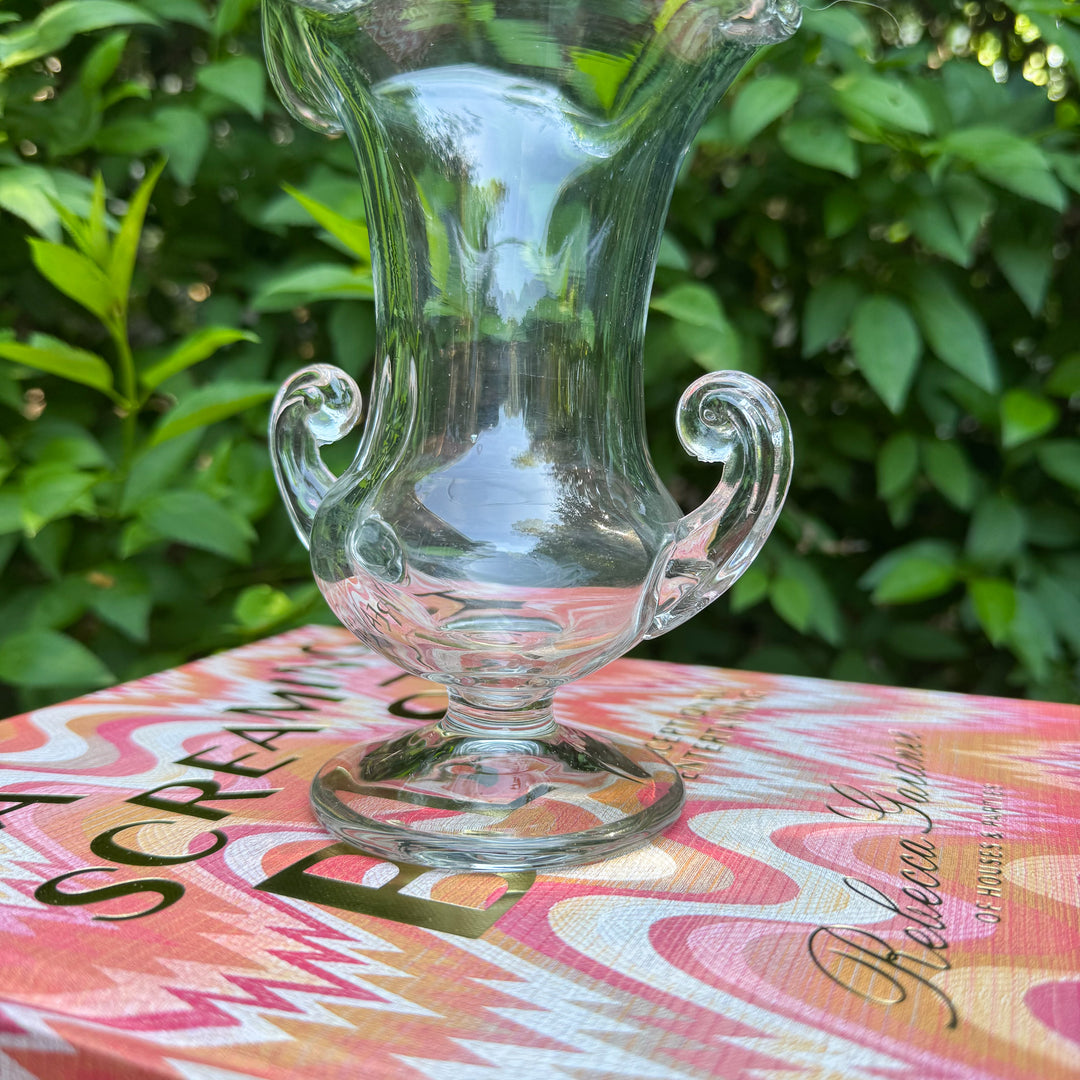 Vintage Glass Urn with Scalloped Top
