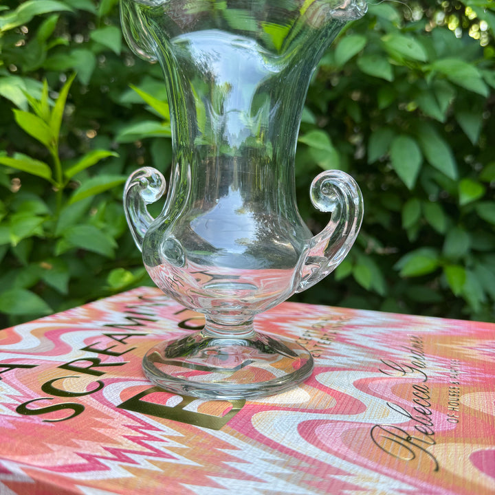 Vintage Glass Urn with Scalloped Top