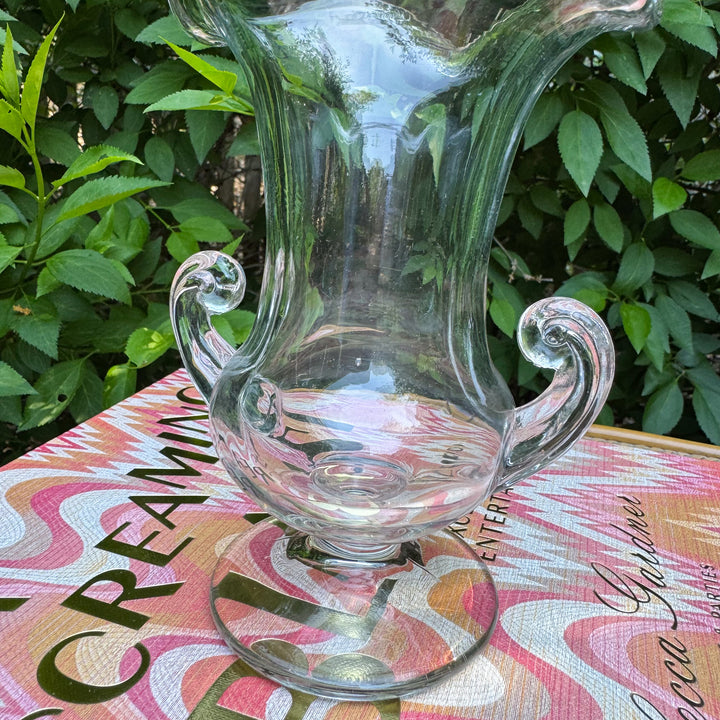Vintage Glass Urn with Scalloped Top