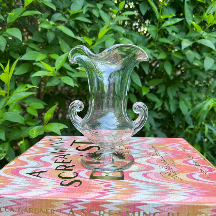 Vintage Glass Urn with Scalloped Top
