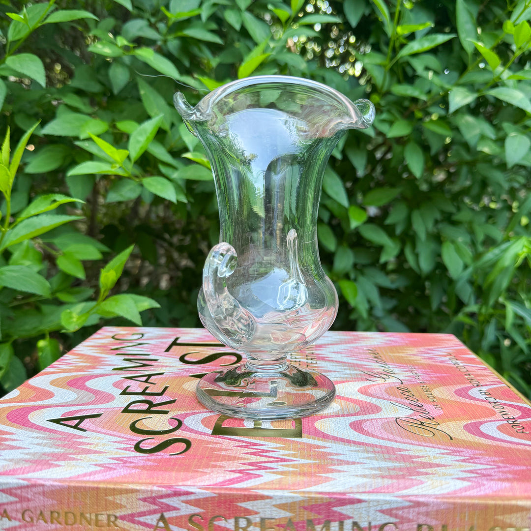 Vintage Glass Urn with Scalloped Top