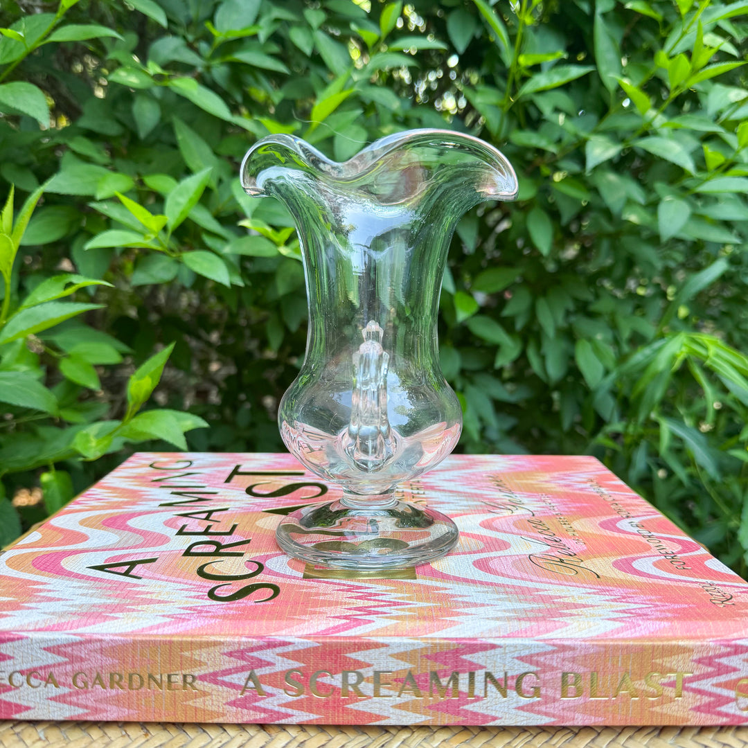 Vintage Glass Urn with Scalloped Top