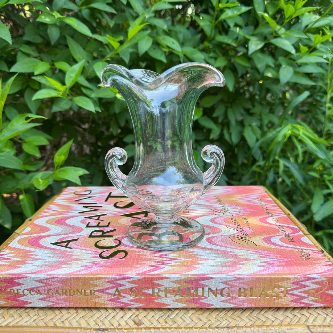 Vintage Glass Urn with Scalloped Top