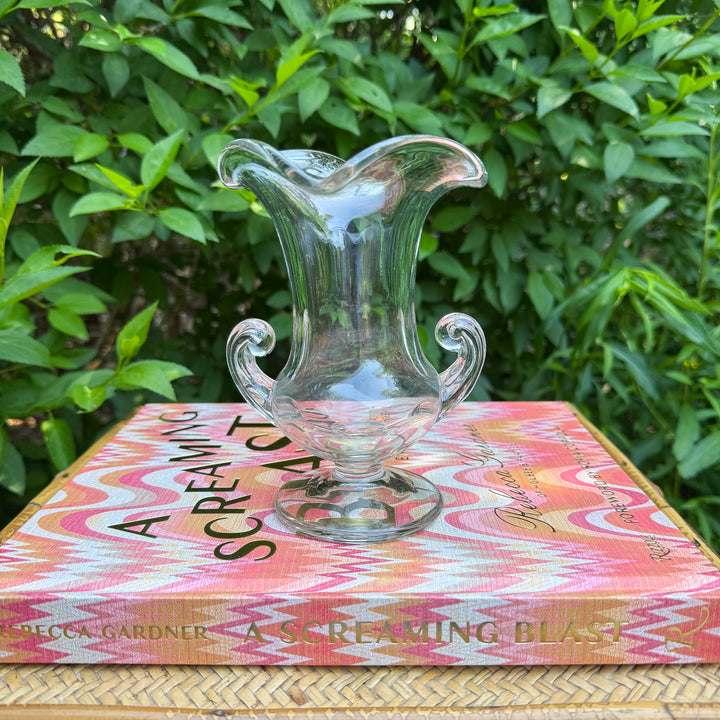 Vintage Glass Urn with Scalloped Top