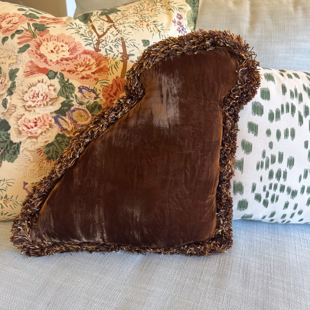 Pug Dog Shaped Needlepoint Pillow with Fringe Edge