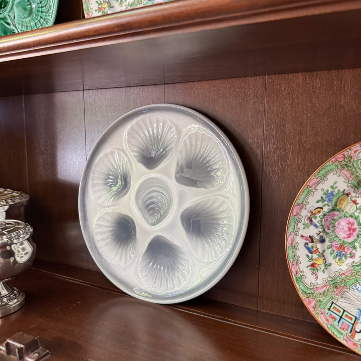 Pair of Smoky Gray Oyster Plates