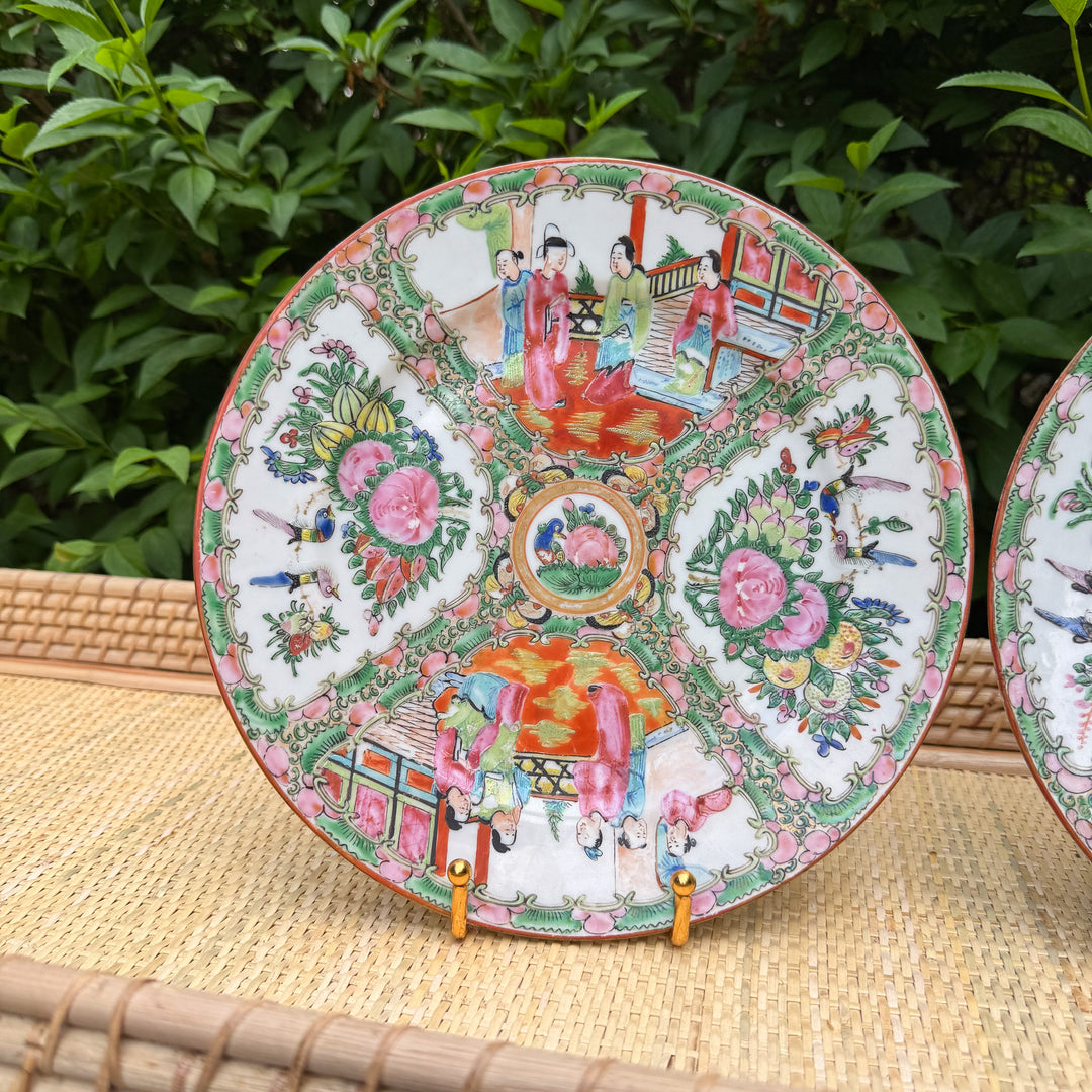 Pair of Antique Rose Medallion 10" Plates