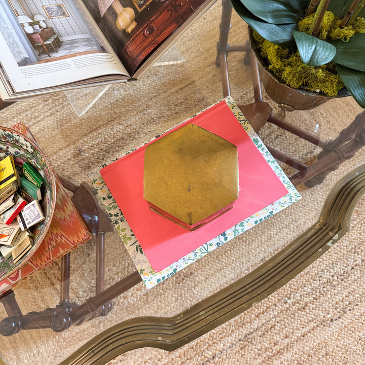 Vintage Brass Hexagonal Trinket Box