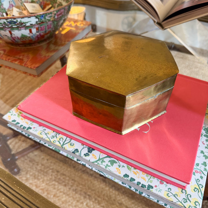 Vintage Brass Hexagonal Trinket Box
