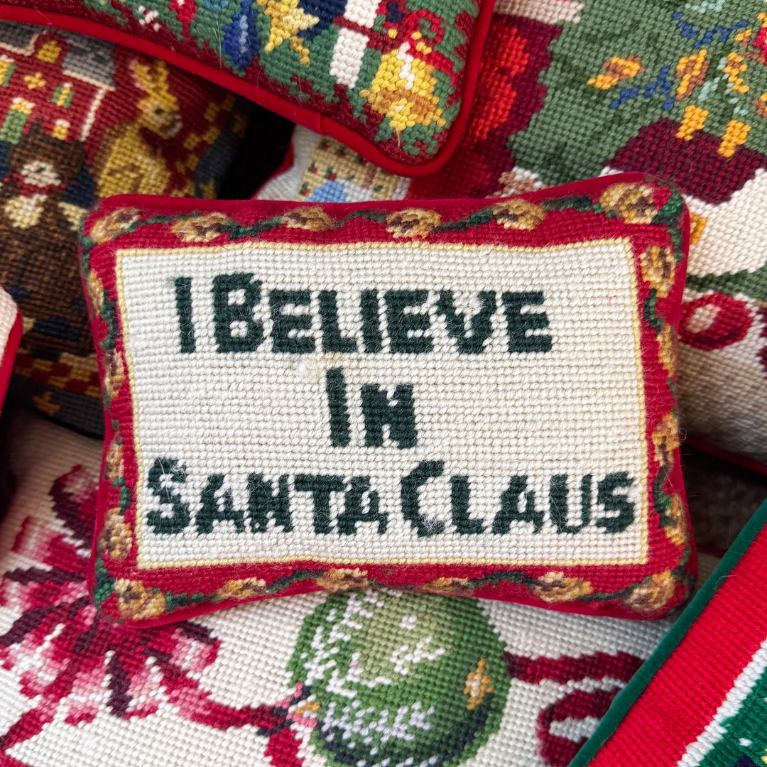 I Believe In Santa Claus Needlepoint Pillow