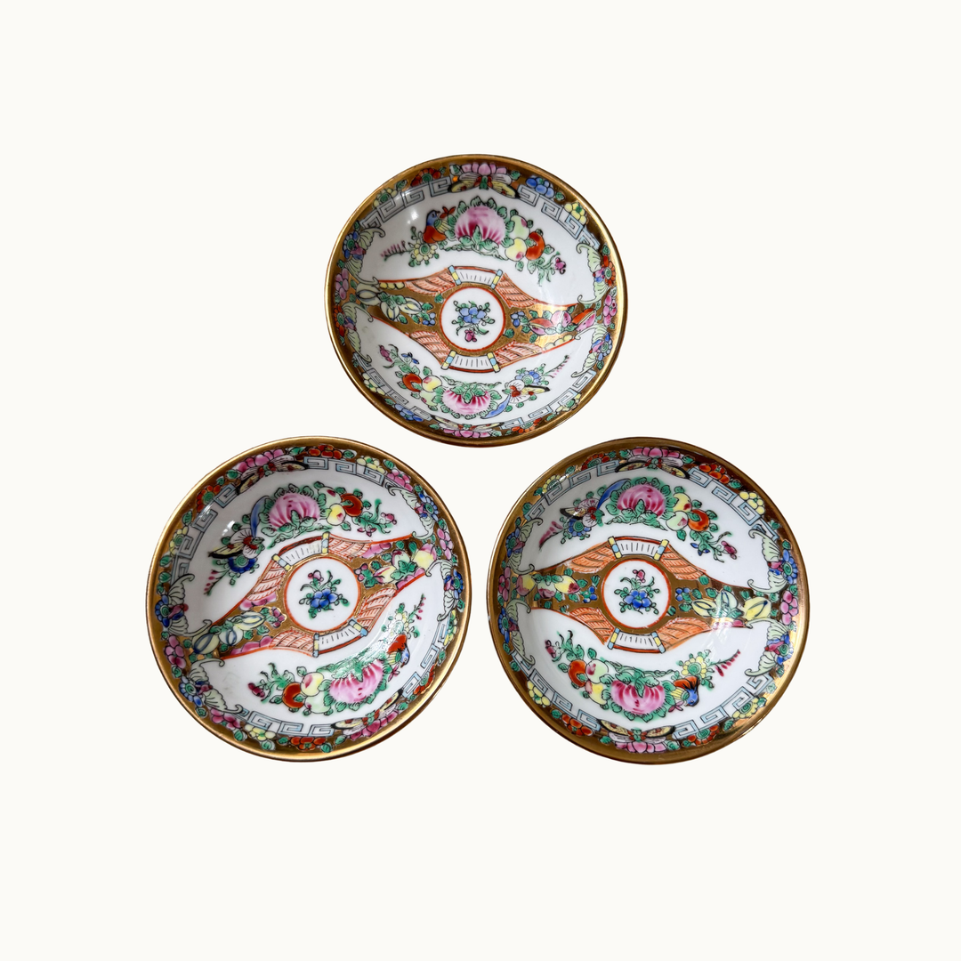 Trio of Vintage Famille Rose Small Bowls