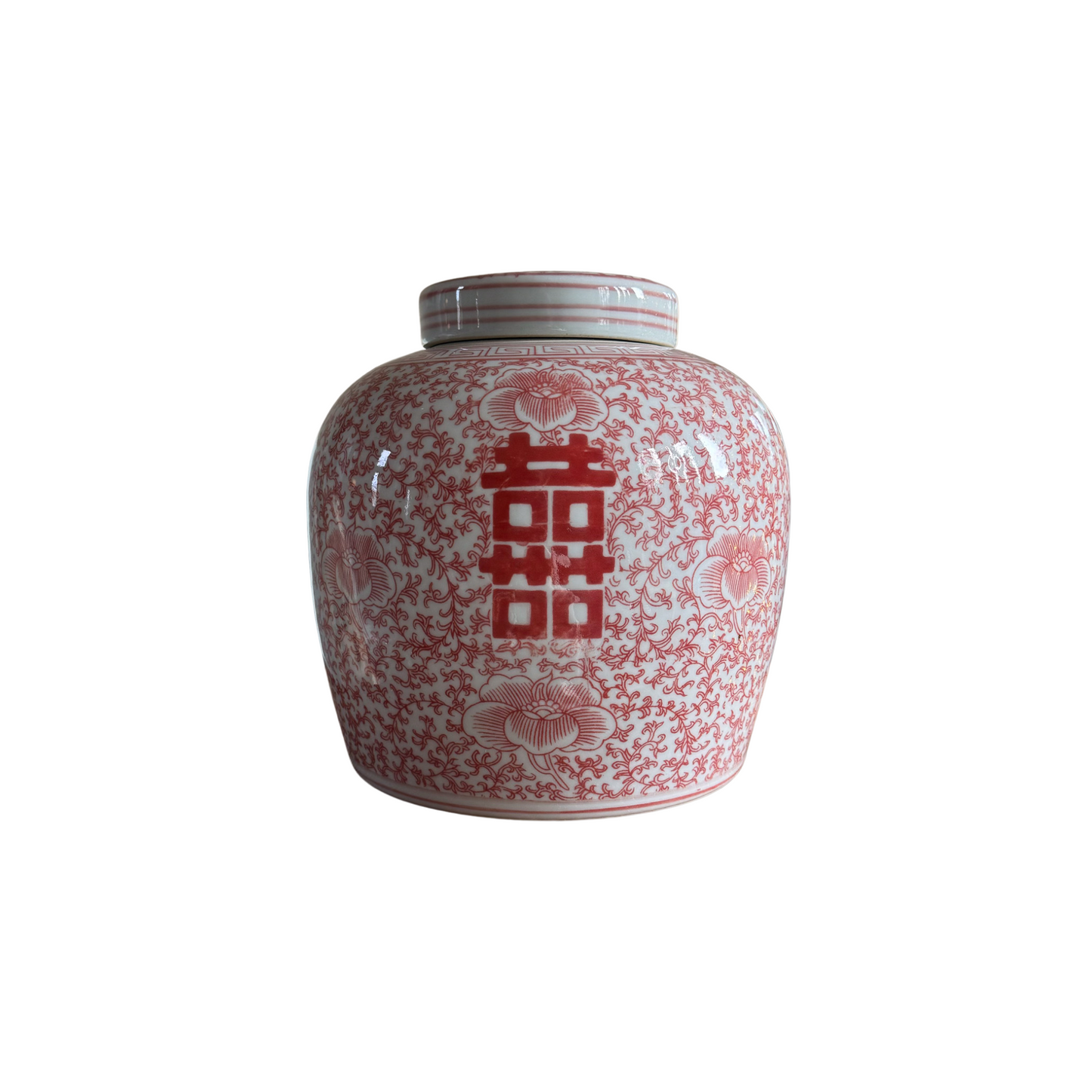 Double Happiness Red and White Ginger Jar