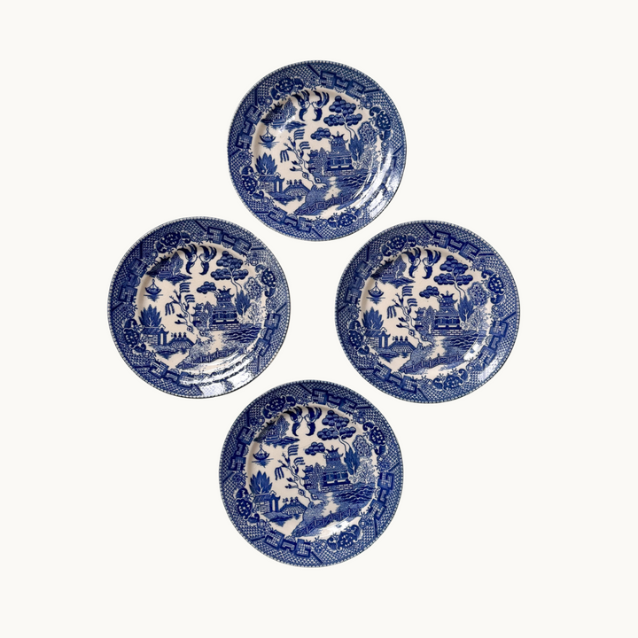 Set of Four Japan Blue Willow Bread and Butter Plates