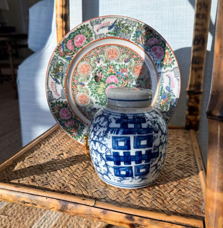Mini Double Happiness Blue and White Ginger Jar