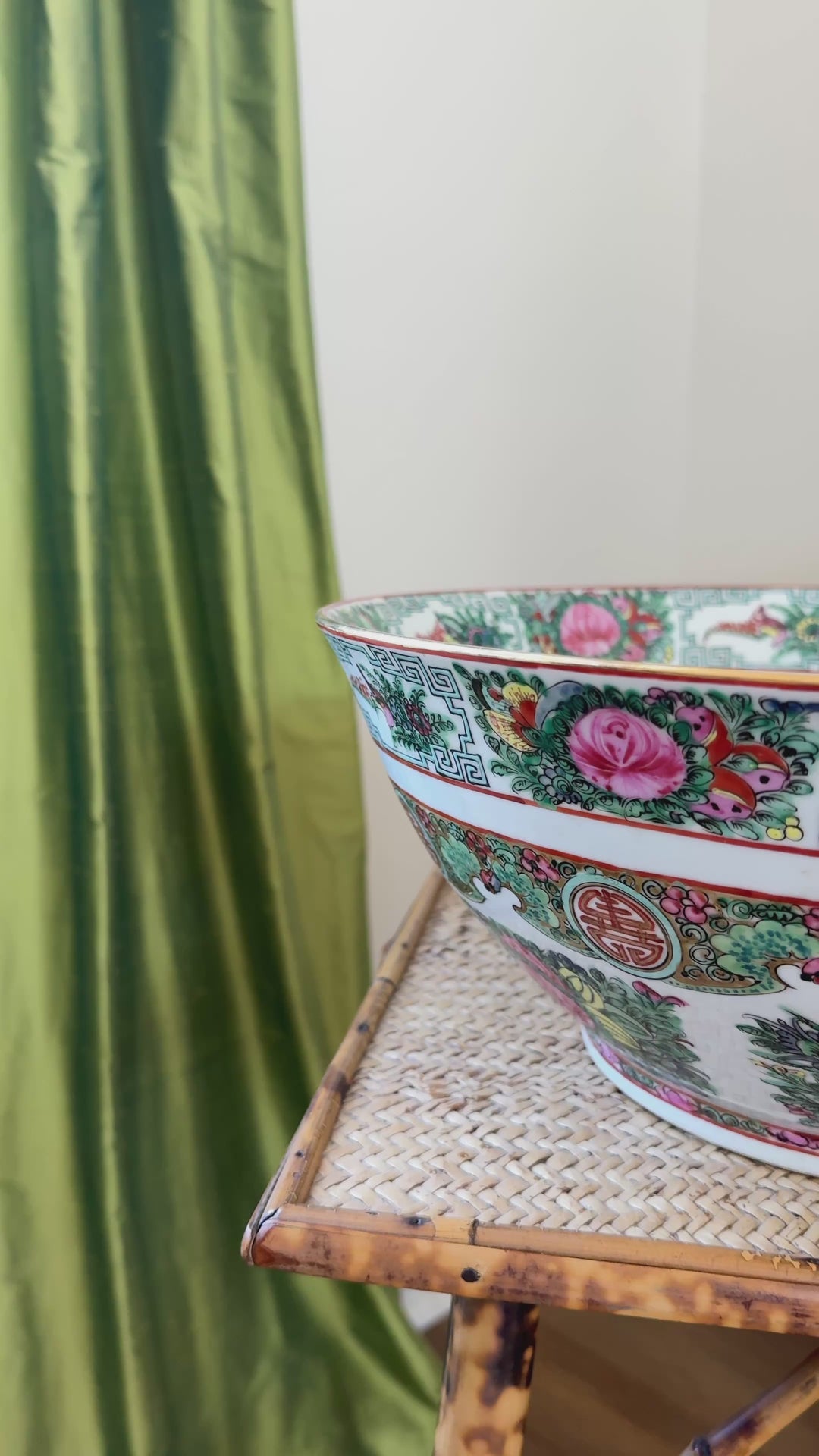 Vintage Extra Large Rose Canton Punch Bowl